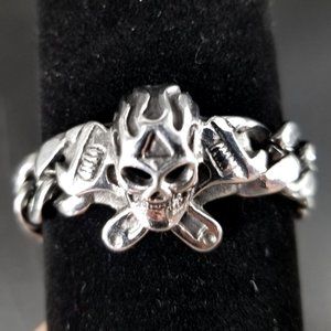 Skull Wrench Bracelet Stainless Steel Silver 8" Mechanic Biker Goth Jewelry